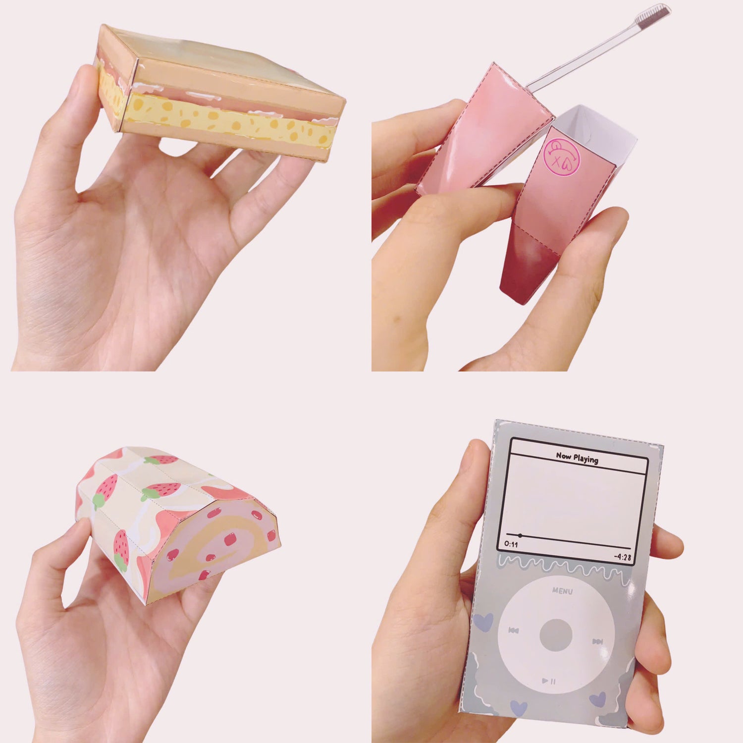Papercraftia free sample kit preview showing assembled printable papercraft items with glue and scissors.